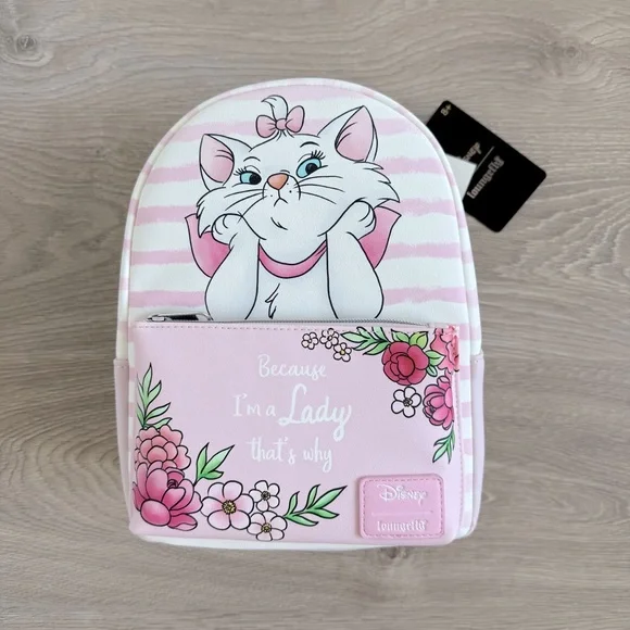Loungefly Black White Striped Marie Mini Backpack with Pink Accents Loungefly × Disney Marie Mini Backpack Cupcake Aristocats  main image 3